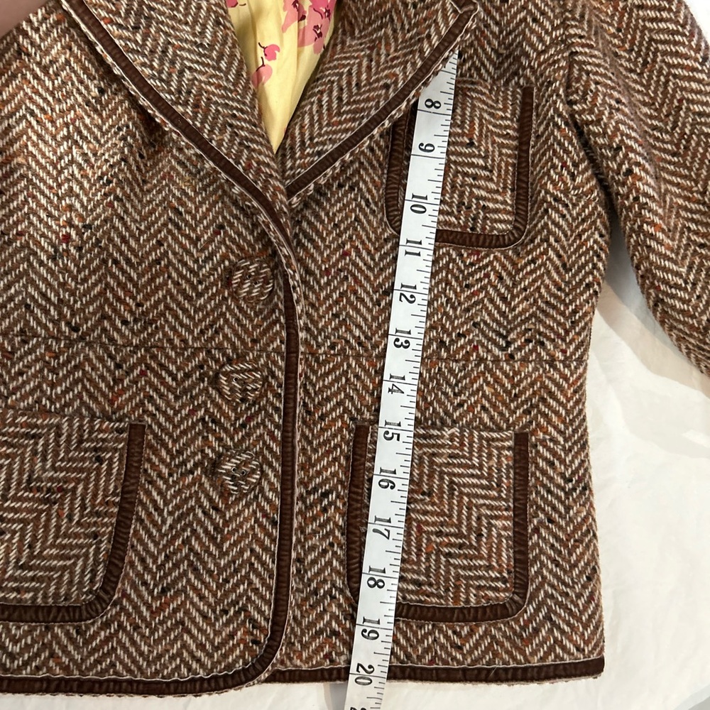 Vintage ABERCROMIE & FITCH Wool &‎ Silk Tweed Fitted Blazer Y2K S - Picture 9 of 9